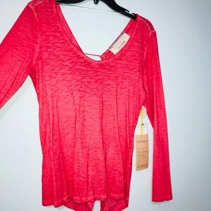 NWT Pink Ombre Keyhole Back Long Sleeve Top NWT